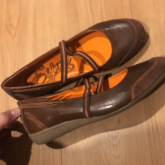 Brown ballerina/flat part. leather, ESPRIT, EU38/US7 bought in Europe, not worn - Picture 3 of 9